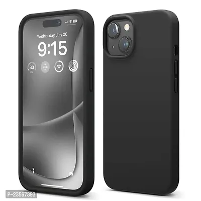 iNFiGO Silicone Back Case for Apple iPhone 15 Plus |Liquid Silicone| Thin, Slim, Soft Rubber Gel Case | Raised Bezels for Extra Protection of Camera  Screen (Black).-thumb0