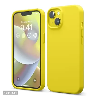 iNFiGO Silicone Back Case for Apple iPhone 14 |Liquid Silicone| Thin, Slim, Soft Rubber Gel Case | Raised Bezels for Extra Protection of Camera  Screen (Yellow).-thumb0