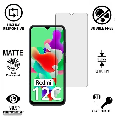 iNFiGO Frosted Matte Finish (Anti-Scratch) Tempered Glass Screen Protector for Redmi 12C.-thumb2