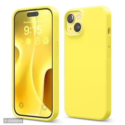 iNFiGO Silicone Back Case for Apple iPhone 15 |Liquid Silicone| Thin, Slim, Soft Rubber Gel Case | Raised Bezels for Extra Protection of Camera  Screen (Yellow).-thumb0