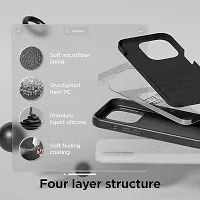 iNFiGO Silicone Back Case for Apple iPhone 15 Pro Max |Liquid Silicone| Thin, Slim, Soft Rubber Gel Case | Raised Bezels for Extra Protection of Camera  Screen (Black).-thumb2