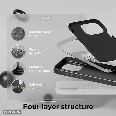 iNFiGO Silicone Back Case for Apple iPhone 15 Pro Max |Liquid Silicone| Thin, Slim, Soft Rubber Gel Case | Raised Bezels for Extra Protection of Camera  Screen (Black).-thumb3