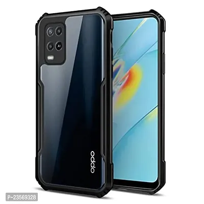 iNFiGO Oppo A54 Shockproof Bumper Crystal Clear Back Cover | 360 Degree Protection TPU+PC | Camera Protection | Acrylic Transparent Back Cover for Oppo A54 (Black).-thumb0