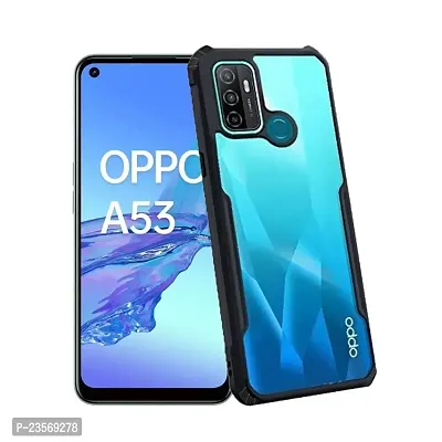 iNFiGO Oppo A53 Shockproof Bumper Crystal Clear Back Cover | 360 Degree Protection TPU+PC | Camera Protection | Acrylic Transparent Back Cover for Oppo A53 (Black).