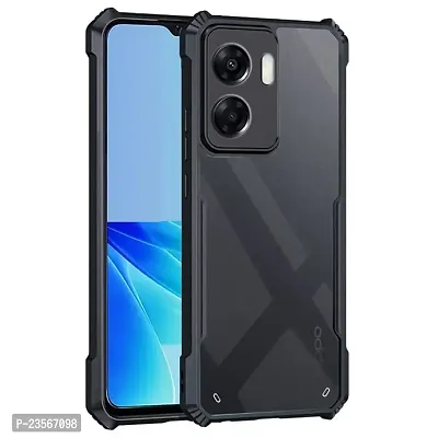 iNFiGO Oppo A77s Shockproof Bumper Crystal Clear Back Cover | 360 Degree Protection TPU+PC | Camera Protection | Acrylic Transparent Back Cover for Oppo A77s (Black).