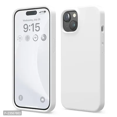 iNFiGO Silicone Back Case for Apple iPhone 15 Plus |Liquid Silicone| Thin, Slim, Soft Rubber Gel Case | Raised Bezels for Extra Protection of Camera  Screen (White).-thumb0