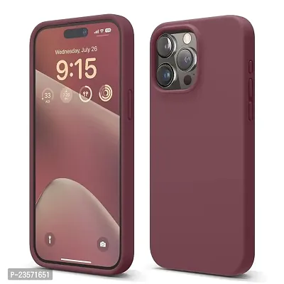 iNFiGO Silicone Back Case for Apple iPhone 15 Pro |Liquid Silicone| Thin, Slim, Soft Rubber Gel Case | Raised Bezels for Extra Protection of Camera  Screen (Burgandy).