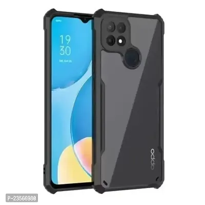 iNFiGO Oppo A15 Shockproof Bumper Crystal Clear Back Cover | 360 Degree Protection TPU+PC | Camera Protection | Acrylic Transparent Back Cover for Oppo A15 (Black).