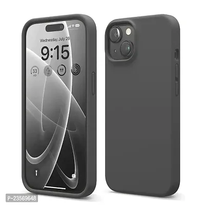 iNFiGO Silicone Back Case for Apple iPhone 15 Plus |Liquid Silicone| Thin, Slim, Soft Rubber Gel Case | Raised Bezels for Extra Protection of Camera  Screen (Dark Grey).