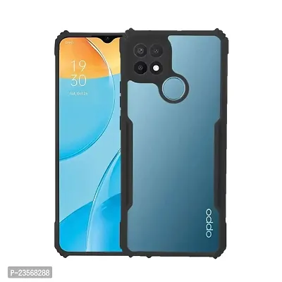 iNFiGO Oppo A15s Shockproof Bumper Crystal Clear Back Cover | 360 Degree Protection TPU+PC | Camera Protection | Acrylic Transparent Back Cover for Oppo A15s (Black).-thumb0