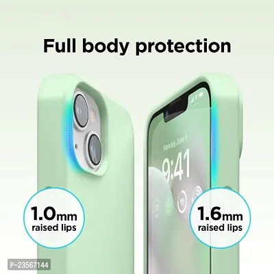 iNFiGO Silicone Back Case for Apple iPhone 13 |Liquid Silicone| Thin, Slim, Soft Rubber Gel Case | Raised Bezels for Extra Protection of Camera  Screen (Pastel Green).-thumb4