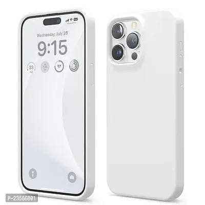 iNFiGO Silicone Back Case for Apple iPhone 15 Pro Max |Liquid Silicone| Thin, Slim, Soft Rubber Gel Case | Raised Bezels for Extra Protection of Camera  Screen (White).