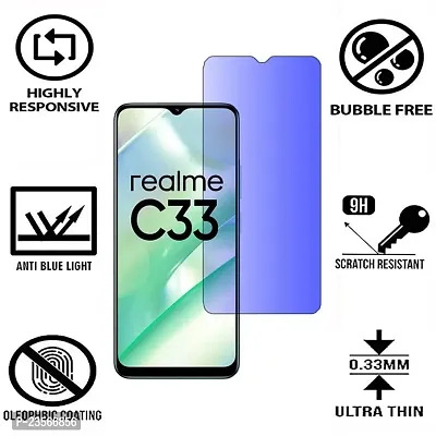 iNFiGO Blue Light Resistant Tempered Glass, a Screen Protector compatible for Realme C33-thumb2