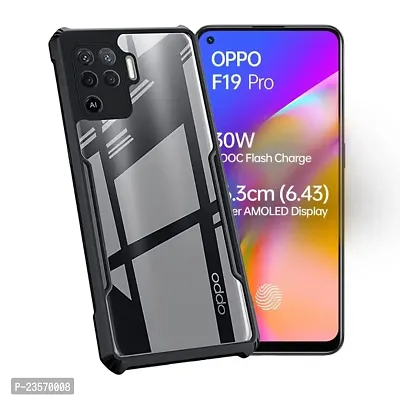 iNFiGO Oppo F19 Pro Shockproof Bumper Crystal Clear Back Cover | 360 Degree Protection TPU+PC | Camera Protection | Acrylic Transparent Back Cover for Oppo F19 Pro (Black).-thumb0