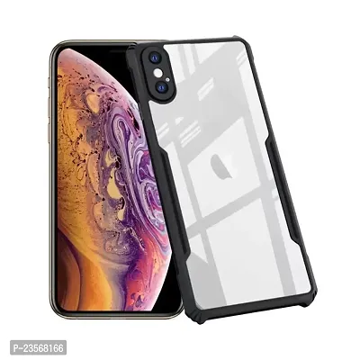 iNFiGO Apple iPhone Xs Shockproof Bumper Crystal Clear Back Cover | 360 Degree Protection TPU+PC | Camera Protection | Acrylic Transparent Back Cover for Apple iPhone Xs (Black).-thumb0