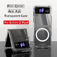 iNFiGO Wireless Charging Back Cover for Samsung Galaxy Z Flip 4 5G, | Military-Grade Protective Case| Hard Back  Soft Bumper | Raised Bezels for Extra Protection of Camera  Screen (Clear).-thumb1