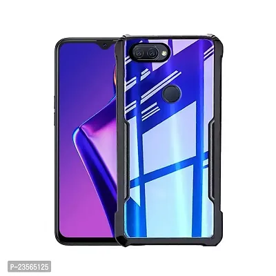 iNFiGO Oppo A12 Shockproof Bumper Crystal Clear Back Cover | 360 Degree Protection TPU+PC | Camera Protection | Acrylic Transparent Back Cover for Oppo A12 (Black).-thumb0