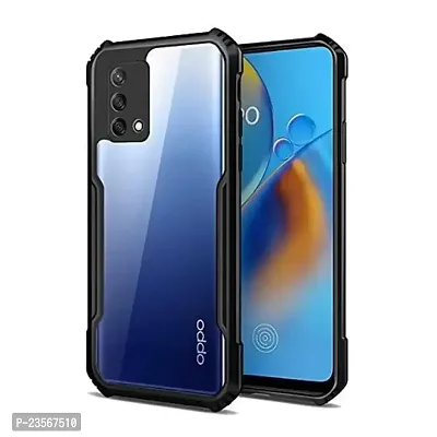 iNFiGO Oppo A74 4G Shockproof Bumper Crystal Clear Back Cover | 360 Degree Protection TPU+PC | Camera Protection | Acrylic Transparent Back Cover for Oppo A74 4G (Black).-thumb0