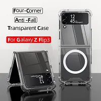 iNFiGO Wireless Charging Back Cover for Samsung Galaxy Z Flip 3 5G | Military-Grade Protective Case| Hard Back  Soft Bumper | Raised Bezels for Extra Protection of Camera  Screen (Clear).-thumb1