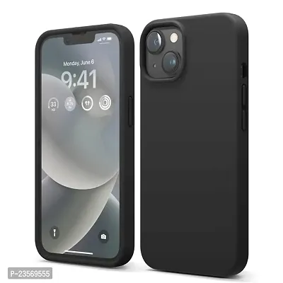iNFiGO Silicone Back Case for Apple iPhone 13 |Liquid Silicone| Thin, Slim, Soft Rubber Gel Case | Raised Bezels for Extra Protection of Camera  Screen (Black).