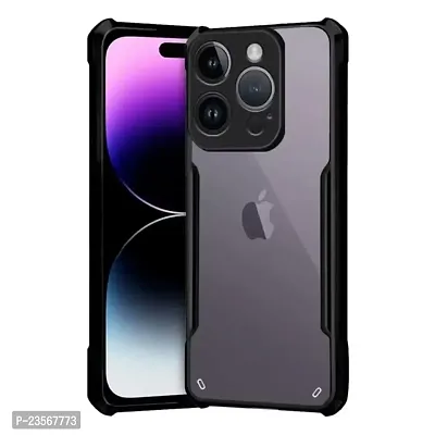 iNFiGO Apple iPhone 14 Pro Shockproof Bumper Crystal Clear Back Cover | 360 Degree Protection TPU+PC | Camera Protection | Acrylic Transparent Back Cover for Apple iPhone 14 Pro (Black).-thumb0