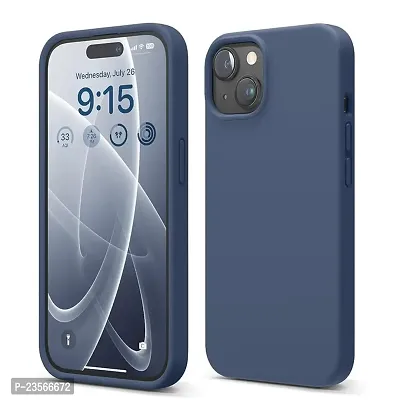 iNFiGO Silicone Back Case for Apple iPhone 15 |Liquid Silicone| Thin, Slim, Soft Rubber Gel Case | Raised Bezels for Extra Protection of Camera  Screen (Navy Blue).