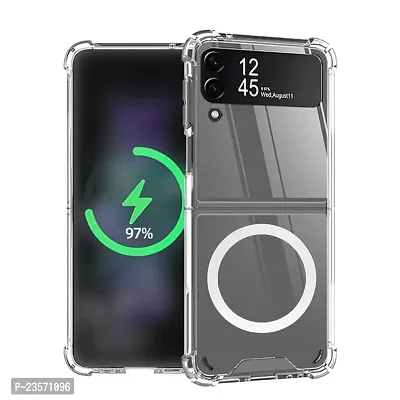 iNFiGO Wireless Charging Back Cover for Samsung Galaxy Z Flip 3 5G | Military-Grade Protective Case| Hard Back  Soft Bumper | Raised Bezels for Extra Protection of Camera  Screen (Clear).