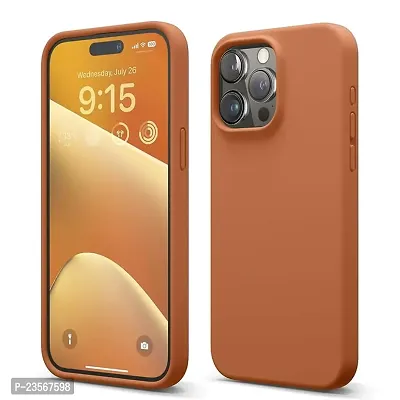 iNFiGO Silicone Back Case for Apple iPhone 15 Pro Max |Liquid Silicone| Thin, Slim, Soft Rubber Gel Case | Raised Bezels for Extra Protection of Camera  Screen (Brown).-thumb0