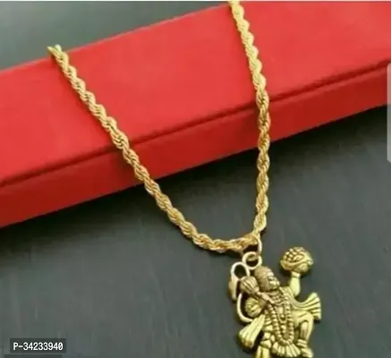 Gold Plated Chain With gold plated Hanumanji pendant combo pack of 1-thumb0