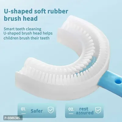 U Shape Toothbrush Kids, U-Shaped Convenient Tooth Wash Cleaning Brush Oral Care,Kids Toothbrush U-Shaped Soft Silicone, 360deg; Whole Mouth Manual Toothbrush for Kids - Pack of 1 (Multicolor)-thumb3