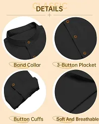 Stylish Black Cotton Blend Solid Kurtas For Men-thumb1