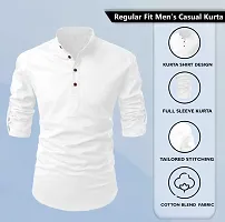 Stylish White Cotton Blend Solid Kurtas For Men-thumb2