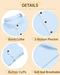 Stylish Blue Cotton Blend Solid Kurtas For Men-thumb3