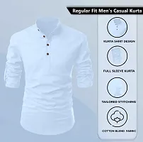 Stylish Blue Cotton Blend Solid Kurtas For Men-thumb2