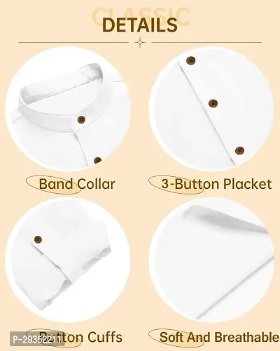 Stylish White Cotton Blend Solid Kurtas For Men-thumb4