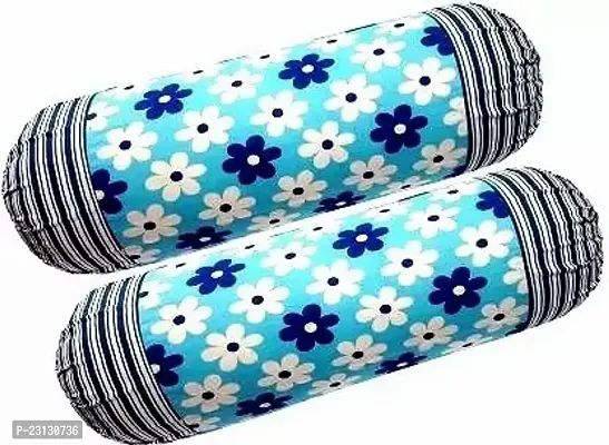 Stylish Beige Cotton Woven Design Bolsters Covers Pack Of 2