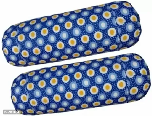 Stylish Blue Cotton Woven Design Bolsters Covers Pack Of 2
