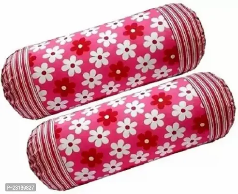 Stylish Pink Cotton Woven Design Bolsters Covers Pack Of 2