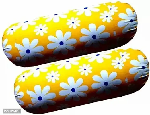 Stylish Yellow Cotton Woven Design Bolsters Covers Pack Of 2-thumb0