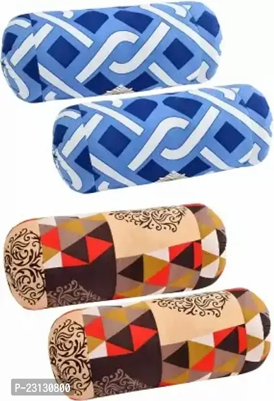 Stylish Multicoloured Polycotton Woven Design Bolsters Covers Pack Of 4-thumb0