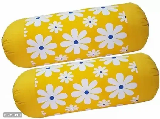 Stylish Yellow Cotton Woven Design Bolsters Covers Pack Of 2