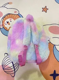 DECORADDA Unicorn Soft Plush Mini Backpack Bag for Kids | Girls Bag | Kindergarten Picnic Party Cute Fur Bag - Purple Ear-thumb2