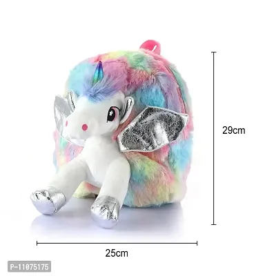 DECORADDA Unicorn Soft Plush Mini Backpack Bag for Kids | Girls Bag | Kindergarten Picnic Party Cute Fur Bag - Pink Ear-thumb2