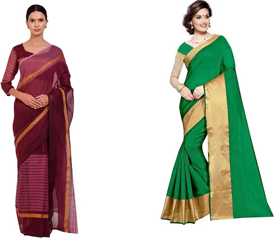 Stylish Fancy Silk Saree With Blouse Piece For Women Pack Of 2