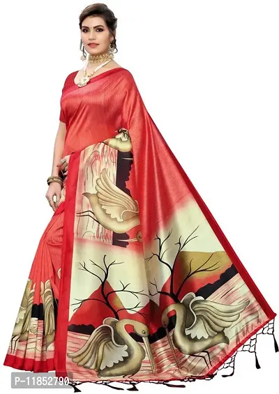 New Launched Art Silk Saree with Blouse piece For Women-thumb2