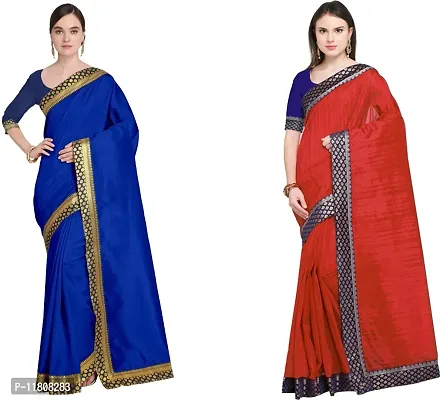 Stylish Silk Blend Multicoloured Bhagalpuri Saree with Blouse piece For Women Pack Of 2-thumb0