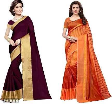 Attractive Georgette Saree with Blouse piece For Women Pack Of 2-thumb0