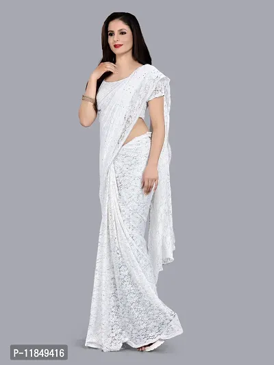 Trendy Net Saree with Blouse piece For Women-thumb3