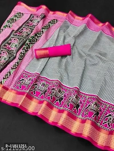 Stylish Art Silk Pink Bhagalpuri Saree with Blouse piece For Women Pack Of 1-thumb0