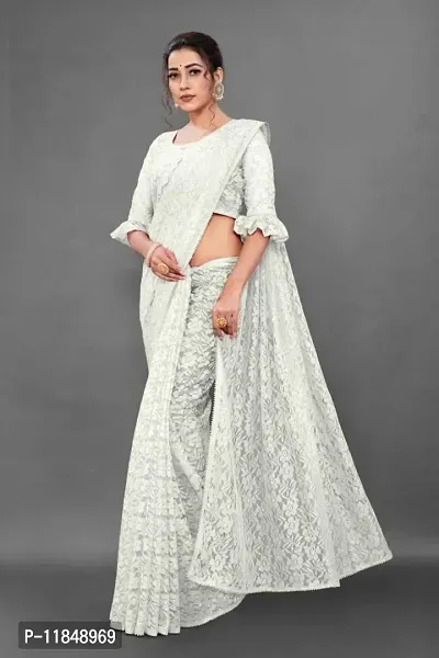 Trendy Net Saree with Blouse piece For Women-thumb5